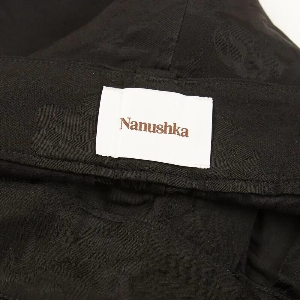 Nanushka Black Floral Jacquard Nagi Viscose Belted Shorts Unisex Sz M - Picture 3 of 10